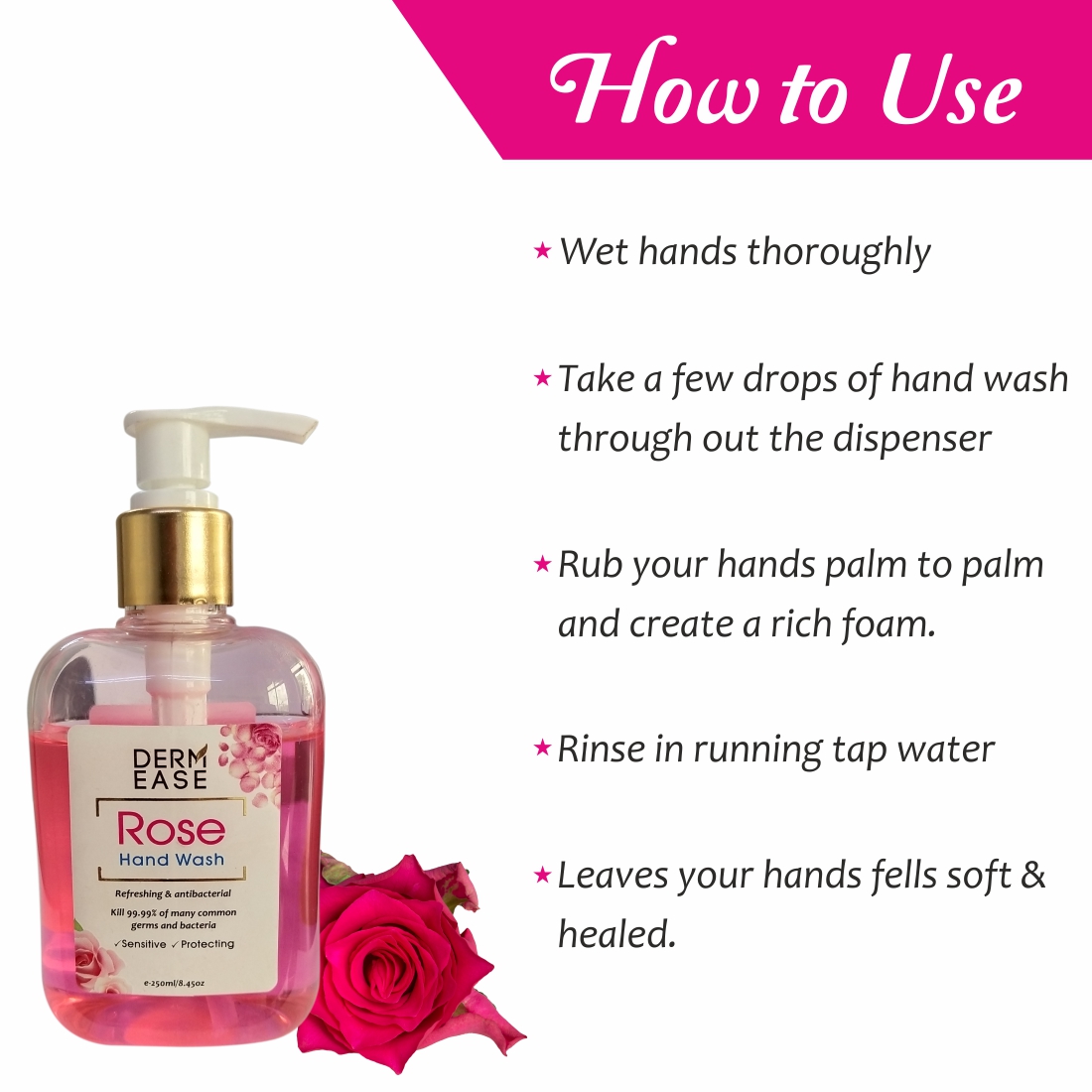 DERM EASE Rose Hand Wash